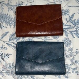 Brown and Blue Envelope Clutch Set